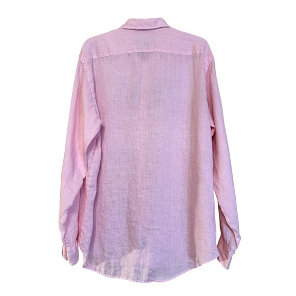 Thomas Dean Men’s Pink Linen Button Down Shirt Long Sleeve Size L - Picture 2 of 9